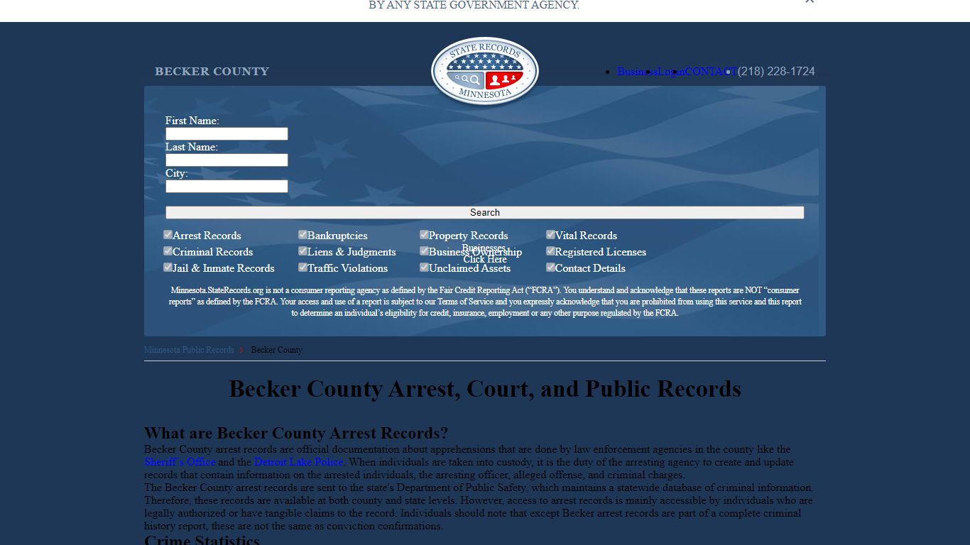 Becker County Arrest, Court, and Public Records