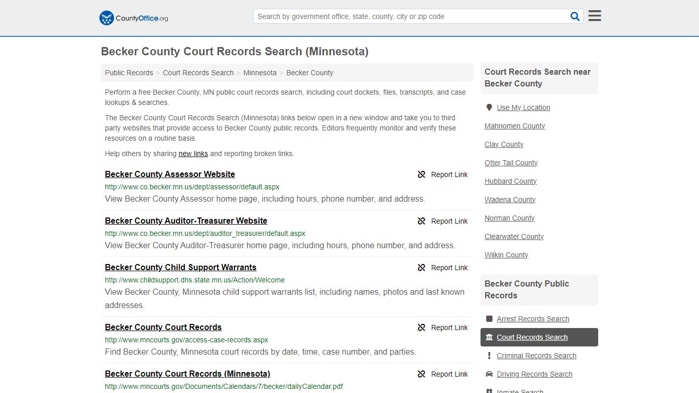 Becker County Court Records Search (Minnesota) - County Office