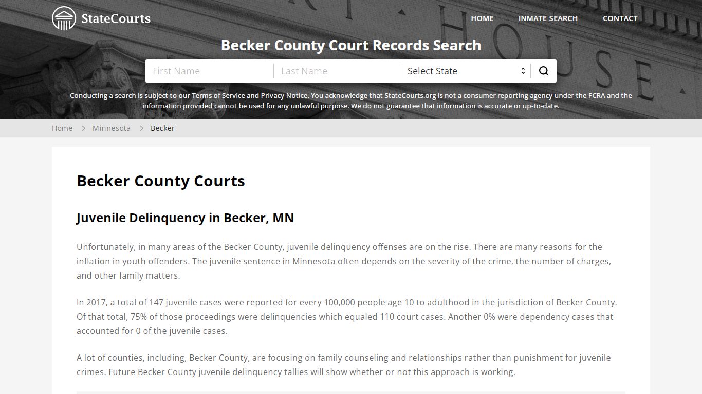 Becker County, MN Courts - Records & Cases - StateCourts