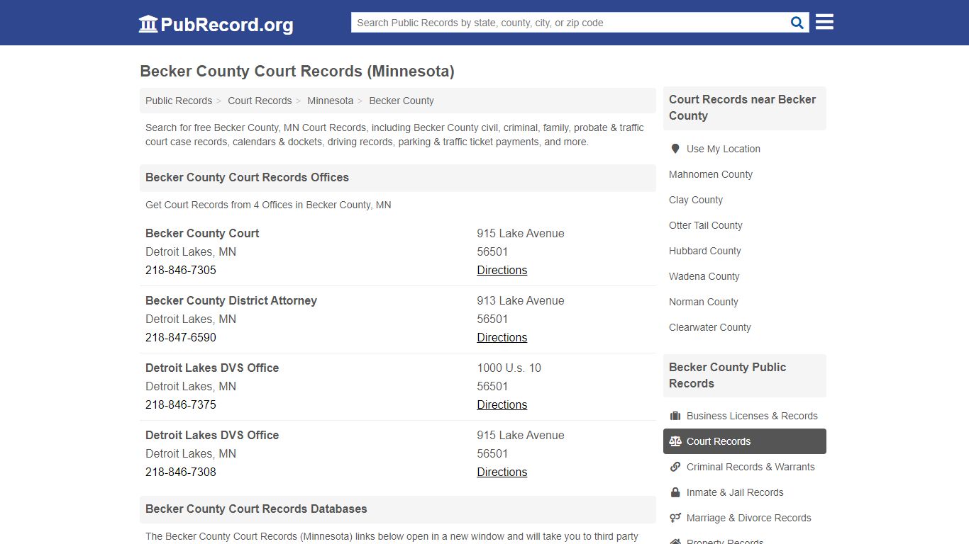 Free Becker County Court Records (Minnesota Court Records)